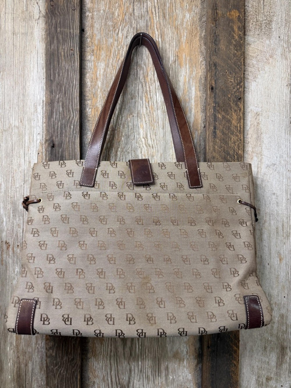 VTG Dooney & Bourke Anniversary Signature Large Jacquard Canvas Tote Bag
